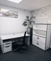 5dafb323 64de 45de b8c0 56817c0c3960 Shell White Desk With Mobile Pedestal 1600mm x 750mm - Shell White Desk With Mobile Pedestal 1600mm x 750mm,chairs sold separately.