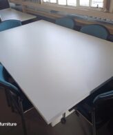 601d5ef6 b9bb 4d2a 992d 39306e7154f8 White Six Seater Boardroom Table 2000mm x 1200mm - White 6 seater boardroom table with panel legs & modest panel 2000mm x 1200mm