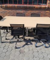 606eed33 f0fd 4881 b5a4 eb679de2154e Maple Boardroom Table 2100mm x 1200mm - Boardroom table with steel pole legs,2100mm x 1200mm,chairs sold separately