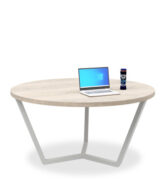 BRT024 400x400 1 Round Conference Table with Steel Curved Legs - Round Conference Table with Steel Frame in Various Melamine Colours. Conference Table Sizes: 1200Dia. Conference Table with Curved Steel Legs 1200Dia. Conference Table with Tapered Steel Frame 1500Dia. Conference Table with Tapered Steel Frame