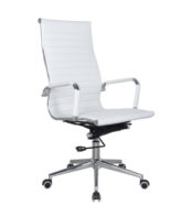 Classic W PU HB 400x400 1 Classic High Back – White - Swivel & tilt mechanism - 1 position lock Gas height adjuster Chrome Arm Rests 700mm diam. Chrome Base Full PVC (Vynil) upholstery Weight capacity up to 120kg 3 years Guarantee