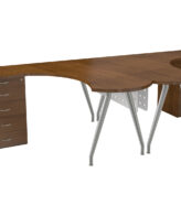 Luna Cluster 1 Luna 1600mm 2 Seater Cluster Desk - Desk 1600mm x 750mm / 600mm x 1200mm Extension 600mm x 500mm 4/Drawer / 1 Pencil Tray Desk Height Pedestal 3 Curved Brushed Chrome Pole Legs 1200mm Silver Perforated Steel Modesty Panel (Square Holes)