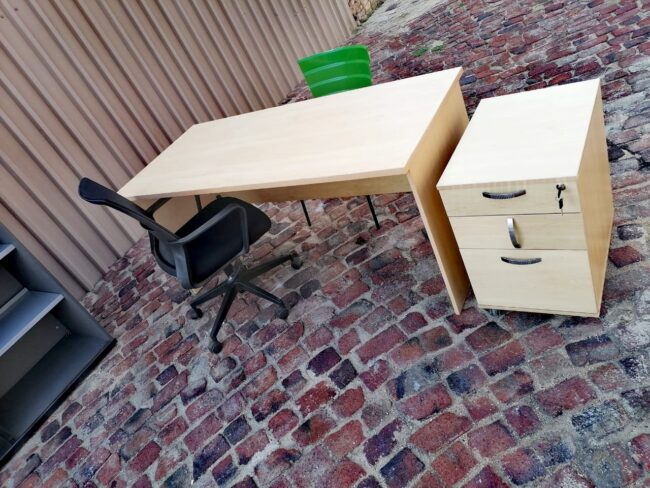 Maple straight desk with mobile pedestal 1600mm x 750mm - Image 2