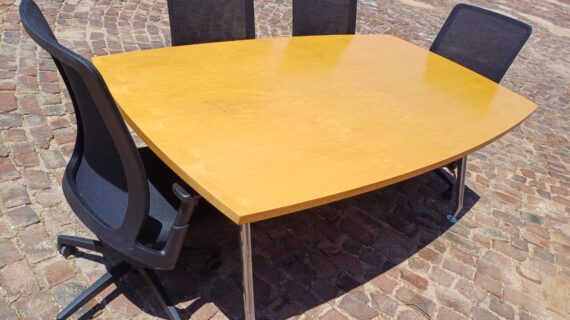 Oak Veneer Oval Boardroom Table 2000mm x 1200mm