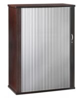 wooden storage Uffix roller door cupboard 400x400 1 Mahogany Roller Door 1500mmH x 1200mmW x 450mm - Mahogany Roller Door Filing Cabinet 1500mmH x 1200mmW x 4500mmD,Black Roller Door,3 Shelves, Lockable
